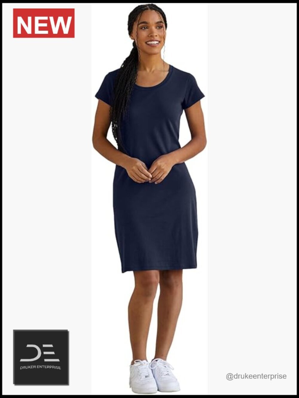 Organic Cotton Scoop Neck T-Shirt Dress Knee-Length